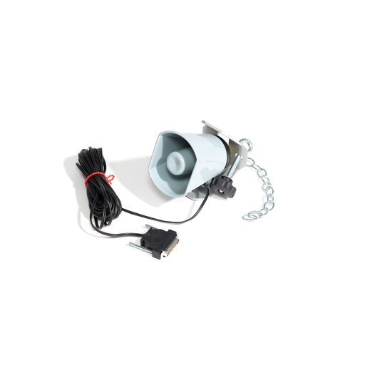 Pressure chamber loudspeaker with chain attachment and RS-232 connection cable