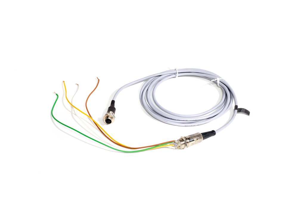 Langes graues Kabel mit Temperatursensor und Deltron-Stecker