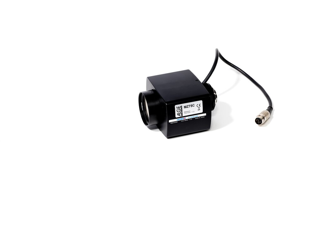 Hochauflösendes Kameraobjektiv mit Motorzoom und Verbindungskabel mit DIN-Stecker