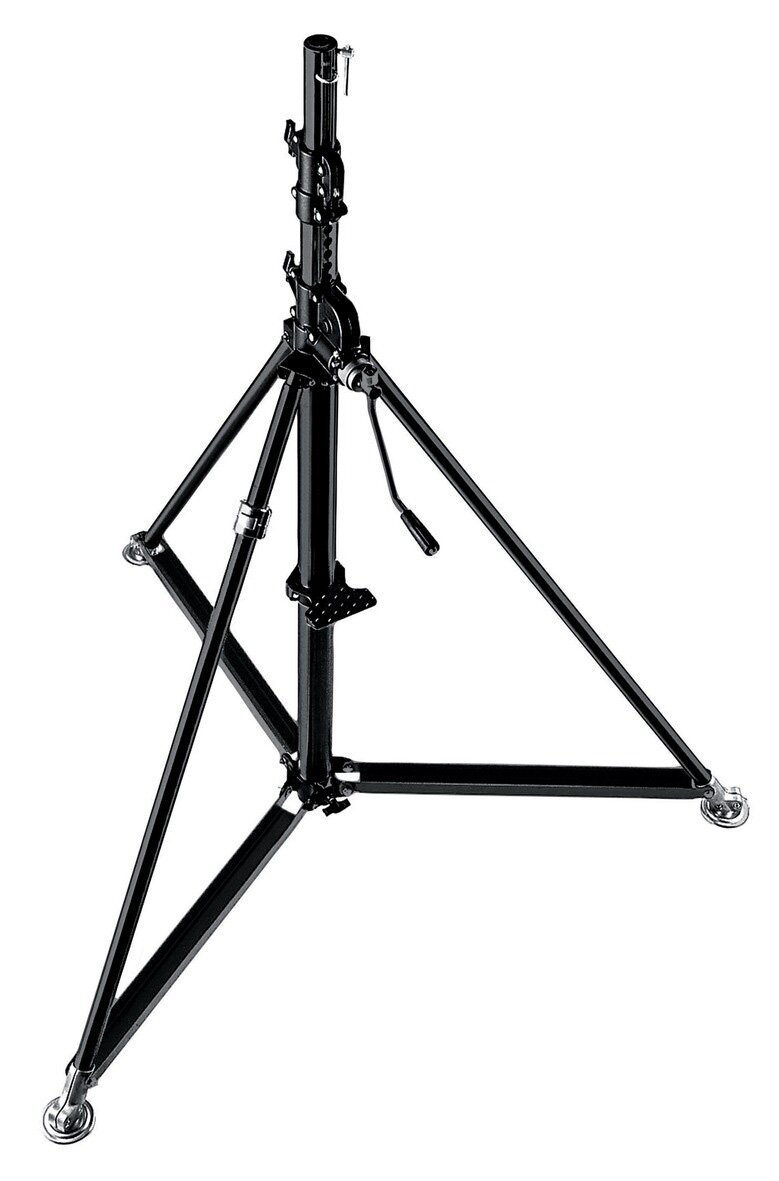 Schwarzes F-STATIV6-Kurbelstativ mit verstärkten Aluminiumbeinen und Chromstahlmittelsäule