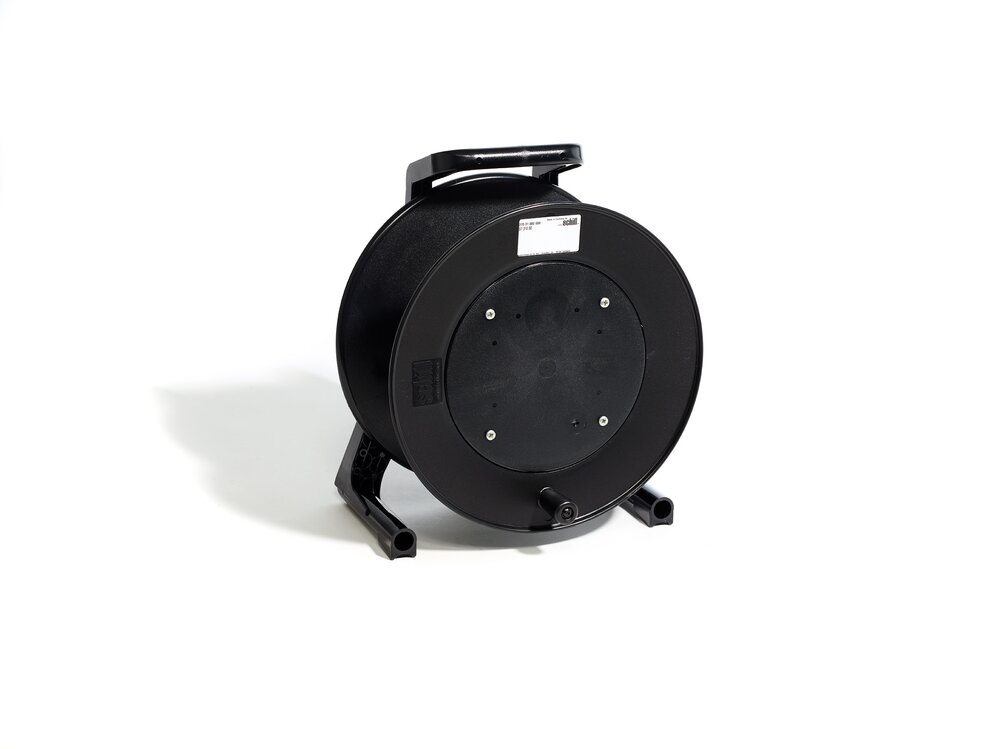 Black cable drum without cable
