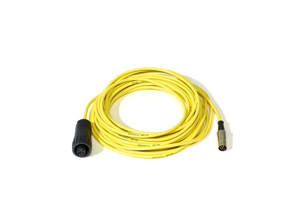 Gelbes Verbindungskabel mit DIN-Stecker und Amphenol-Stecker