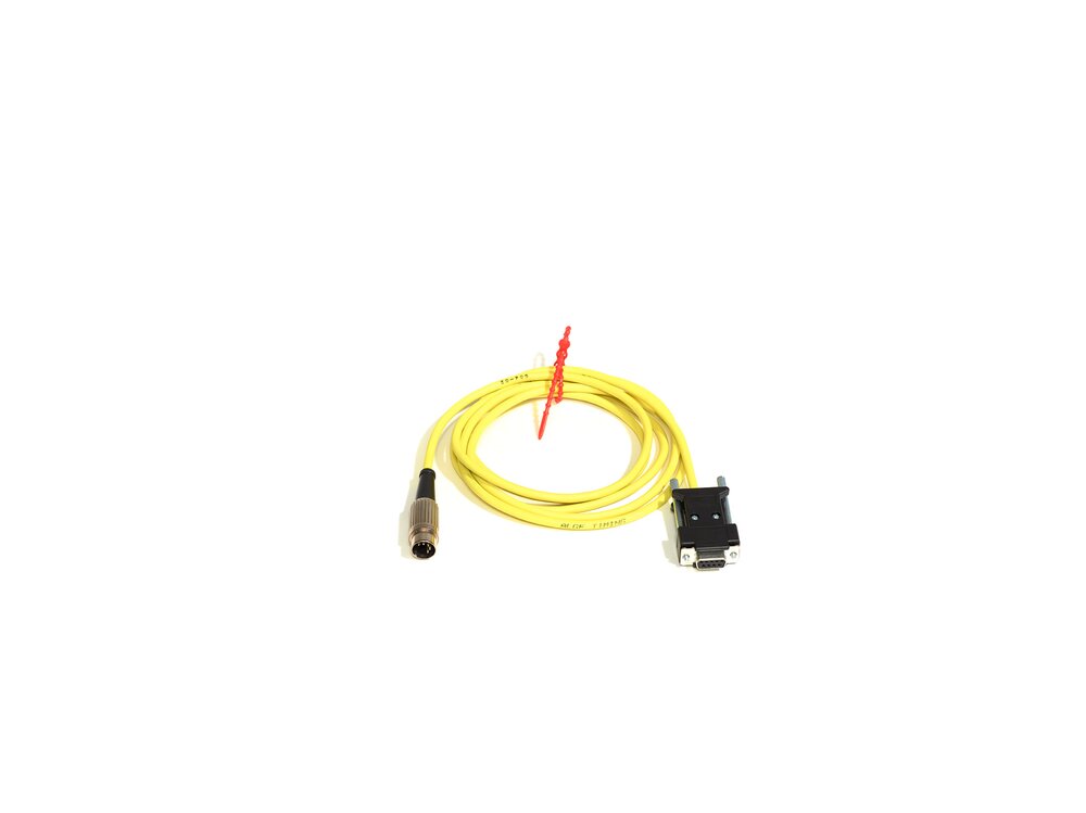 Yellow connecting cable with DIN plug and RS232 plug