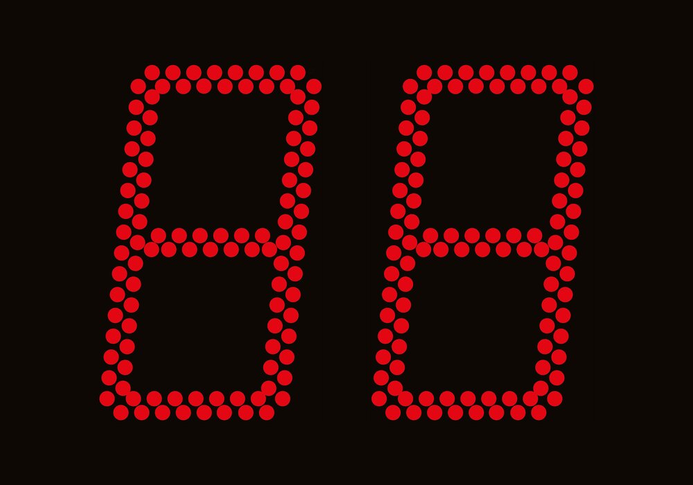 Zwei intesiv rot leuchtende LED-Digits