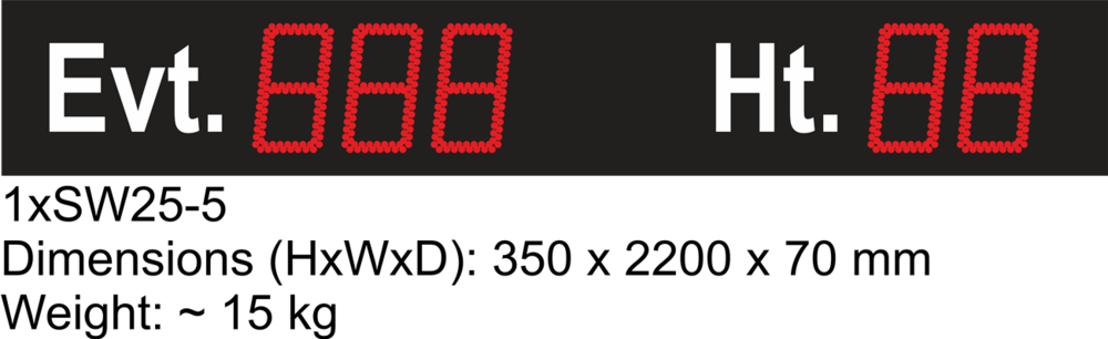 5-digit LED scoreboard for swimming with event and heat print