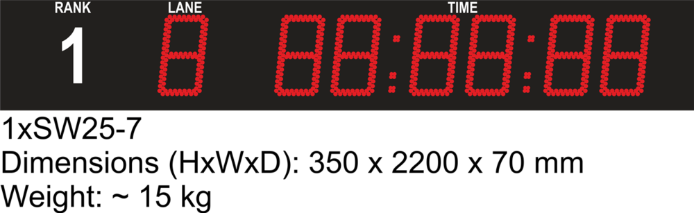 7-digit LED display board for swimming with lane display and rank print
