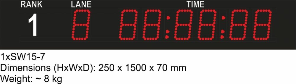 7-stellige LED Anzeigetafel mit Bahn-Anzeige und Rang-Print