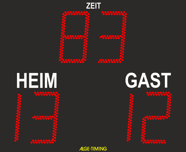 LED-Anzeigetafel für Fußball mit Spielzeit, Punktestand und Heim/Gast-Print