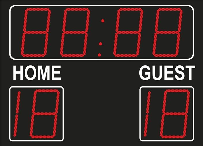 LED-Anzeigetafel für Fußball mit Spielzeit, Punktestand und Heim/Gast-Print