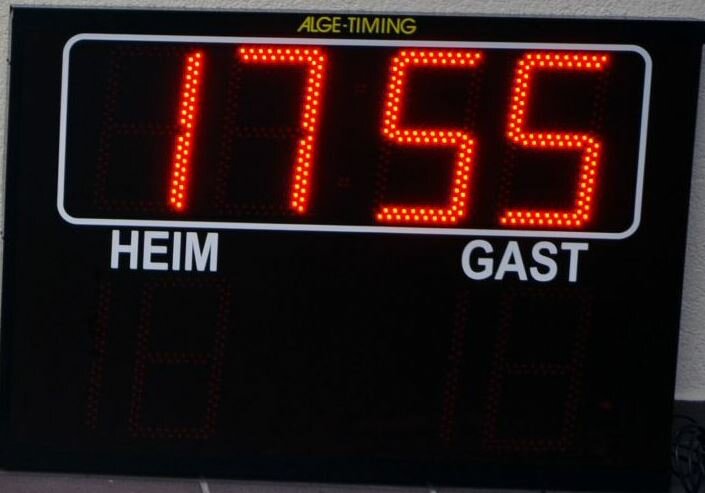 LED scoreboard for soccer with game time, score and home/guest print