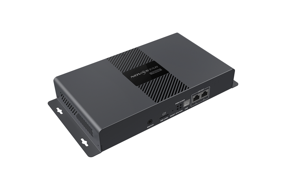 Rear of the video wall controller with black housing and connections for HDMI, main and backup
