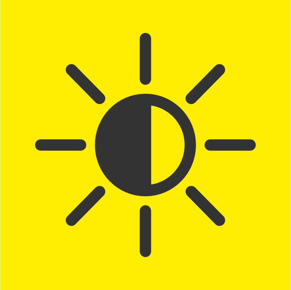 Illustration of a sun that is half dark colored