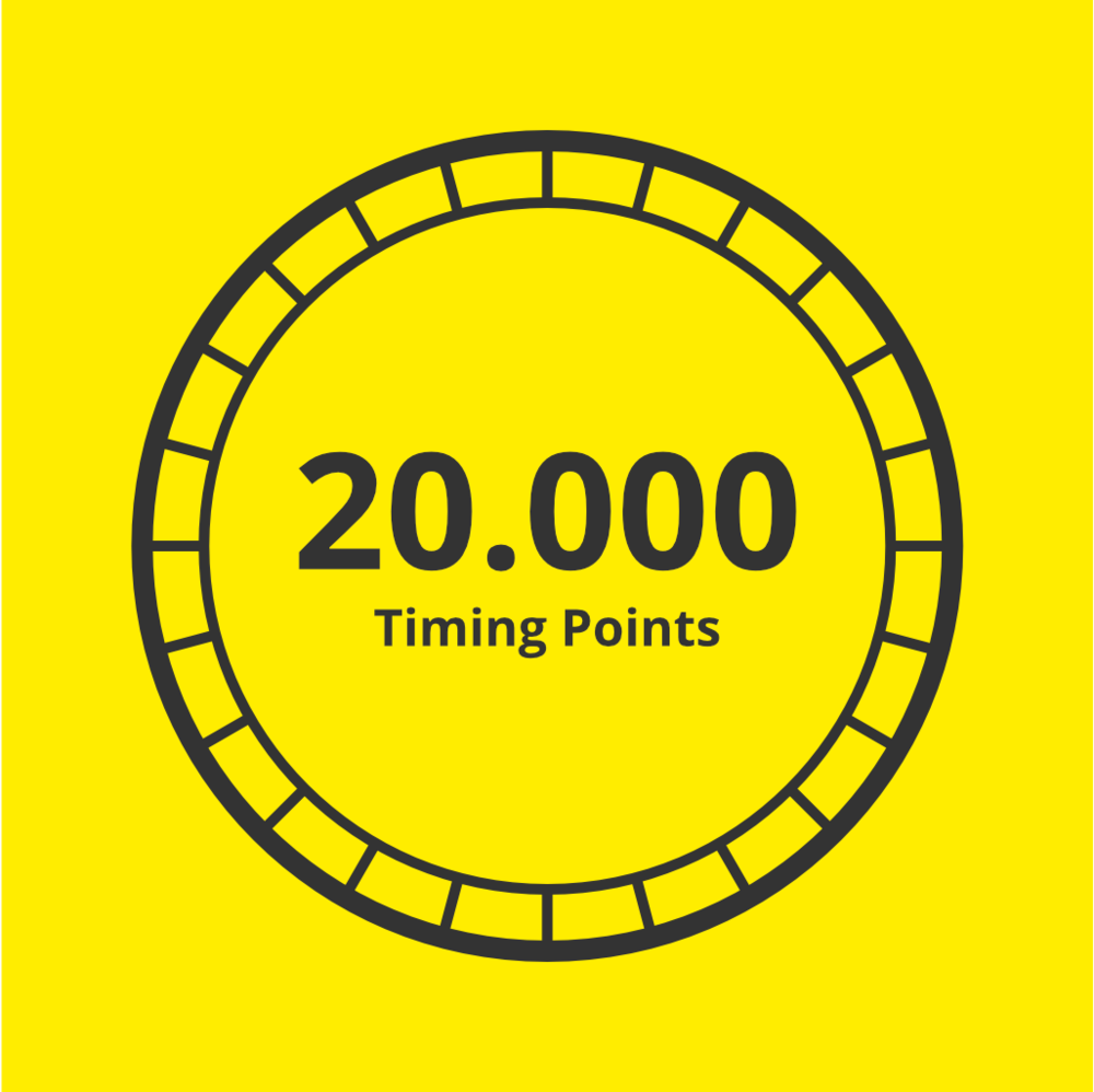 Illustration einer Münze mit der Aufschrift 20.000 Timing Points