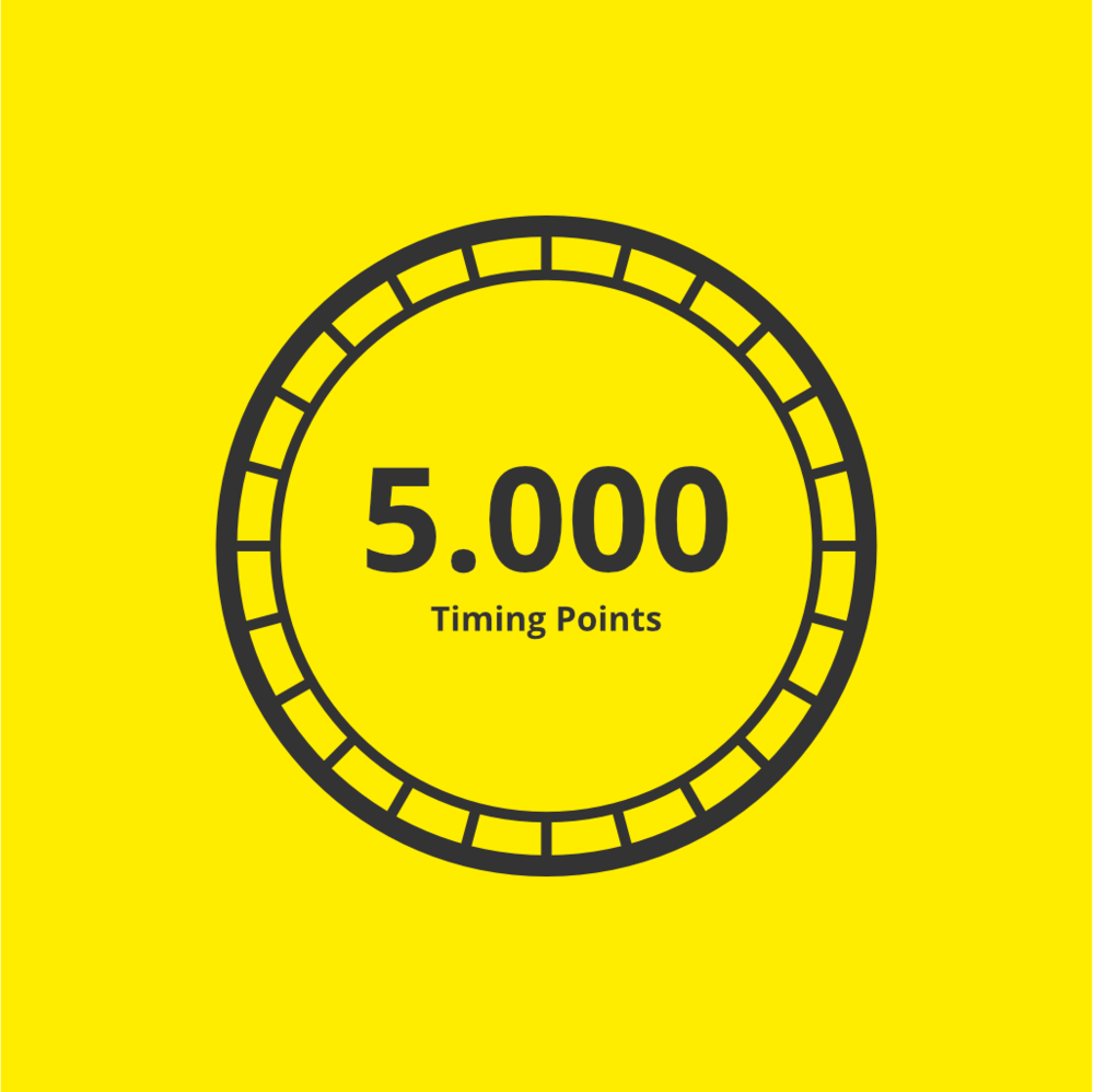 Illustration of a coin with the inscription 5,000 timing points